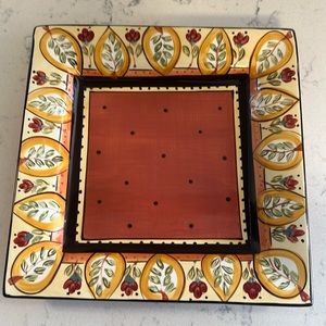 Hand painted square serving tray. EUC